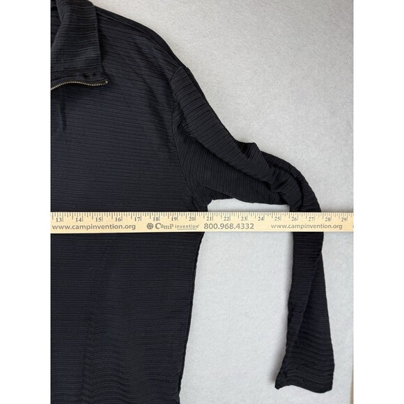 Armani Collezoni Men’s Ribbed Silk Patterned Knit 1/4 Zip-up Sweater Black L - Picture 3 of 6